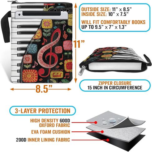 84hoods Book Sleeve Bag Gift for Teachers and Book Lovers. Book Cover Bag with Zipper and Front Pocket for Paperbacks. Washable Fabric 11 X 8.5 Inch Padded Book Bag Protector Pouch. Made to Teach. in Saudi Arabia
