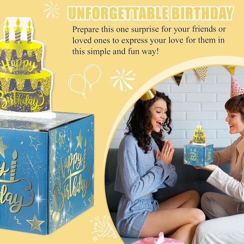 ASTER Birthday Money Box for Cash Gift - Happy Birthday Gift Box with Magic Pull Out Money Rolls - Novelty Money Gift Boxes - Surprise Money Roll Gift for Birthday Decoration Party Supplies(Black) in Kuwait
