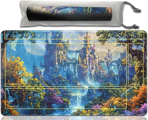 Anold Premium Playmat Compatible Lorcana and TCG, 24X14 in Size, Board Game Playmat, Non-Slip Rubber Game Mat with Zones and Free Storage Bag（D2） (D19 with zones) in Saudi Arabia