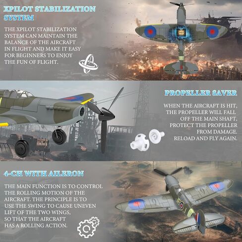 Remote Control Aircraft Plane, Spitfire V2 RC Plane with 3 Modes for Easy U-Turns and Control for Adults & Kids (Blue) in Saudi Arabia