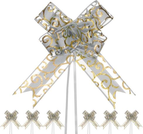 20-Pack Large Pull Bow, 8 Inch 20cm Plastic Ribbon Pull Bows Ribbon Bows for Gift Wrapping/Wedding/Baskets Decorations, Satin Pull Bows [Gouache Gift Bow] in Kuwait