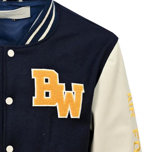 Varsity Leather Jacket Men's Wool Body with Leather Sleeves Embroidered Badges Retro Bomber Style in Saudi Arabia