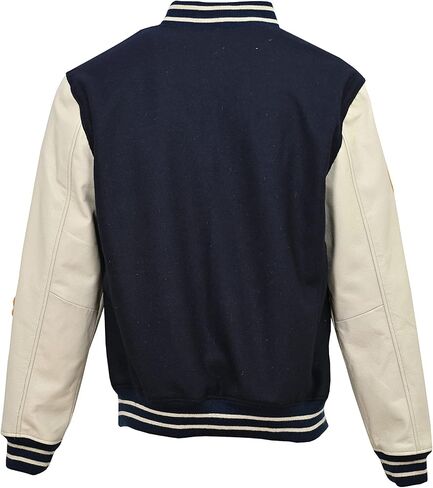 Varsity Leather Jacket Men's Wool Body with Leather Sleeves Embroidered Badges Retro Bomber Style in Saudi Arabia