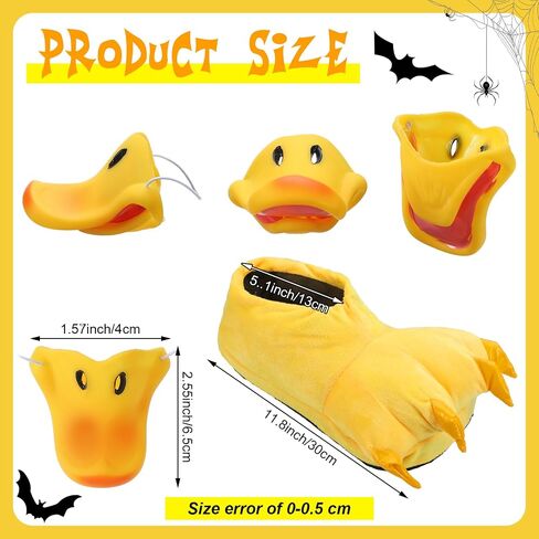 Mepase 5 Pcs Halloween Scrooge Mcduck Costume Accessories Adult Duck Bill Mask Slippers Glasses Hat Walking Cane Cosplay Prop in Saudi Arabia