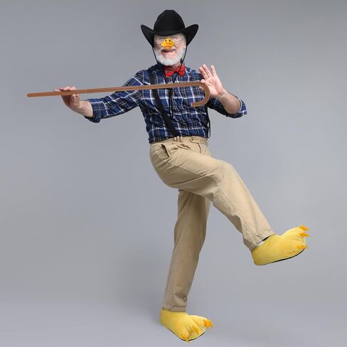Mepase 5 Pcs Halloween Scrooge Mcduck Costume Accessories Adult Duck Bill Mask Slippers Glasses Hat Walking Cane Cosplay Prop in Saudi Arabia