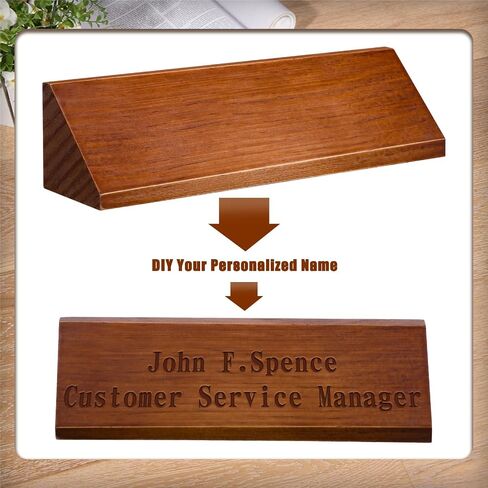 Eersida 2 Pcs Blank Business Wood Name Plate for Desk Name Plate Walnut DIY Personalized Wooden Name Plaque for Desk Nameplate for Office Classroom Gift 8 x 2 x 2 Inch in Saudi Arabia