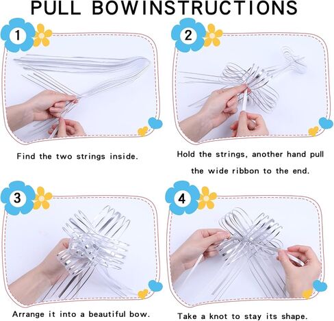 20 Pieces Pull Bow, 6 Inch Organza Large Gift Bow, Christmas, Party Birthday Gift Wedding Ribbon Bows for Wrapping Boxes or Flower Decorations, Valentine's Day Gift Decorations (Silver) in Saudi Arabia