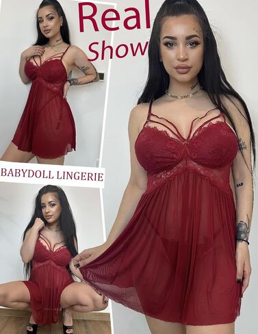 Avidlove Lingerie for Women Mesh Lace Babydoll Wedding Lingeries Deep V Neck Boudoir Outfits Sexy Chemise Nightie in Saudi Arabia