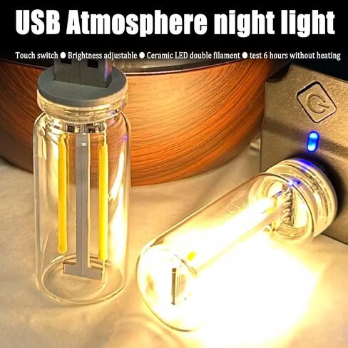 2Pcs USB Light, Retro Car Lamp, USB LED Lights for Car, Vehicle Interior LED Atmosphere Light, Touch Control LED Night Light, Mini LED Bulb Lamp for Car, Bedroom, Hallway(Color a) in Saudi Arabia