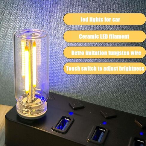 2Pcs USB Light, Retro Car Lamp, USB LED Lights for Car, Vehicle Interior LED Atmosphere Light, Touch Control LED Night Light, Mini LED Bulb Lamp for Car, Bedroom, Hallway(Color a) in Saudi Arabia