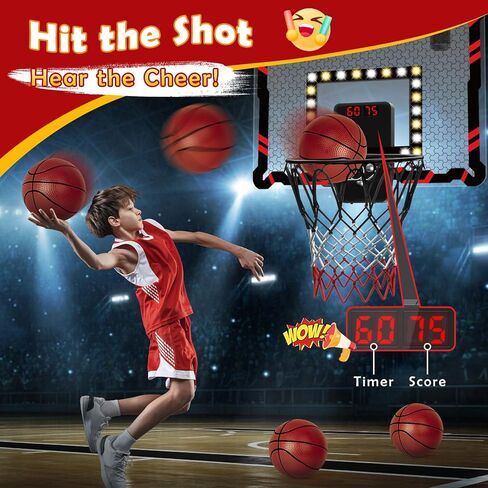 طوق كرة السلة الداخلي LED - ألعاب للأولاد بعمر 5 6 7 8 9 10 11 12 عامًا، غرفة صغيرة فوق الباب لكرة السلة لوحة النتائج الإلكترونية، ألعاب للأولاد للأعمار من 5 إلى 7 8-12، هدايا عيد ميلاد للأولاد المراهقين in Kuwait