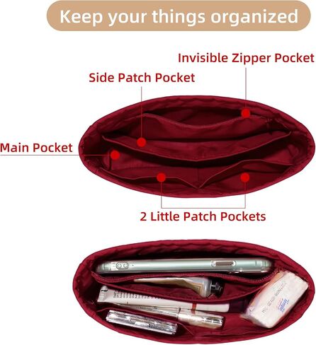 Purse Organizer Insert Fit GG Marmont Matelasse Shoulder Bag,Nylon Insert Purse Organizer with Zipper Pocket,Water Repellent,Keep Bag Shape and Clean in Saudi Arabia
