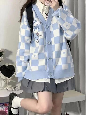 Kawaii Cinnamoroll Cardigan Sweaters for Women Girls Long Sleeve Open Front Knit Cardigans JK School Uniform in Saudi Arabia