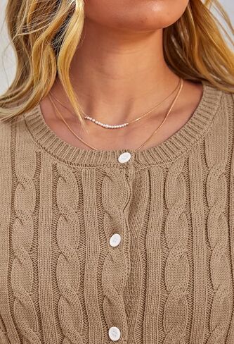 MEROKEETY Women's Cable Knit Open Front Cardigan Sweaters Fall Long Sleeve Button Down Soft Outwear in Kuwait