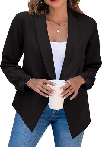BOFETA Women Lightweight Long Sleeve Blazer Open Front Business Blazer Notched Collar Work Office Blazer in Saudi Arabia