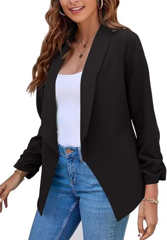 BOFETA Women Lightweight Long Sleeve Blazer Open Front Business Blazer Notched Collar Work Office Blazer in Saudi Arabia