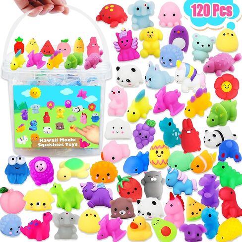 120Pcs Mochi Squishies Toys, Kawaii Squishies Bulk for Kids Party Favors, Squeeze Toys for Stress Relief, Classroom Prizes, Goodie Bag Stuffers, Party Bag Filler, Birthday Gifts (Random) in Kuwait