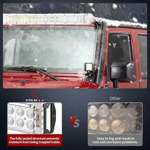 YITAMOTOR 120W LED Light Bar أحمر 24 بوصة Spot Flood Combo LED شريط ضوء العمل مع تسخير الأسلاك ضوء القيادة على الطرق الوعرة متوافق مع سيارات الدفع الرباعي والشاحنات والسيارات والمركبات ATV و4x4 و4WD والقارب in Saudi Arabia