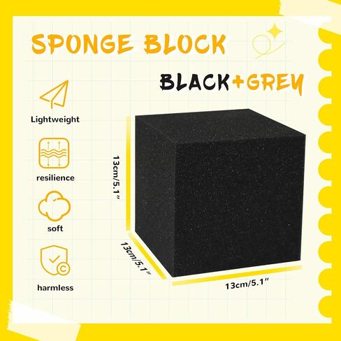 Foam Pit Cubes Blocks - 48PCS Sponge Form Cubes for Foam Ball Pits, Gymnastics, Freerunning and Parkour Courses, Skateboard Parks, BMX, Trampoline Arenas-Grey and black(5" x 5" x 5") in Saudi Arabia