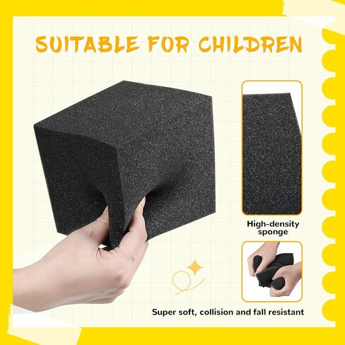 Foam Pit Cubes Blocks - 48PCS Sponge Form Cubes for Foam Ball Pits, Gymnastics, Freerunning and Parkour Courses, Skateboard Parks, BMX, Trampoline Arenas-Grey and black(5" x 5" x 5") in Saudi Arabia
