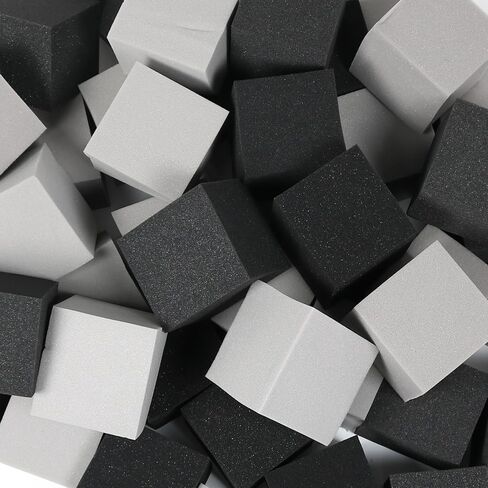 Foam Pit Cubes Blocks - 48PCS Sponge Form Cubes for Foam Ball Pits, Gymnastics, Freerunning and Parkour Courses, Skateboard Parks, BMX, Trampoline Arenas-Grey and black(5" x 5" x 5") in Saudi Arabia
