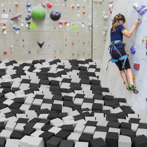 Foam Pit Cubes Blocks - 48PCS Sponge Form Cubes for Foam Ball Pits, Gymnastics, Freerunning and Parkour Courses, Skateboard Parks, BMX, Trampoline Arenas-Grey and black(5" x 5" x 5") in Saudi Arabia