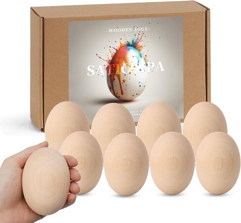Fake Eggs, 10 Count Unpainted Wooden Easter Eggs for Painting and Crafts,Food Toys for Kitchen Play and Room Decor, Eggs for Nesting Boxes, Poultry Incubators in Saudi Arabia