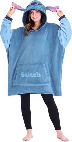 Disney Fleece Hoodie for Adults and Teenagers Oversized Hooded Poncho One Size - Stitch Gifts in Saudi Arabia