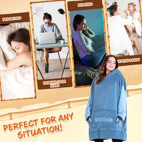 Disney Fleece Hoodie for Adults and Teenagers Oversized Hooded Poncho One Size - Stitch Gifts in Saudi Arabia