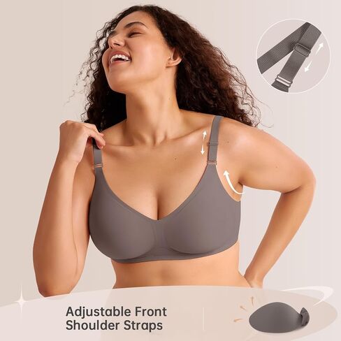 Push Up Seamless Bras for Women No Underwire Support and Lift V Neck Wireless Full Coverage Bralettes Everyday Bras in Saudi Arabia