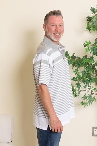 TRUE BUG CO. Men’s Striped Polo Shirt with Pocket Casual Short Sleeve Polo Shirt in Saudi Arabia