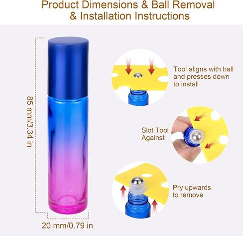 jiuwu 10pcs Roller Bottles 10ml Essential Oil Glass Blue Gradient Blue Screw Cap Bottle with Stainless Steel Roller Ball for Perfume Liquid Cosmetic Travel Vials 1 Opener + 5 Funnels + 5 Droppers in Saudi Arabia