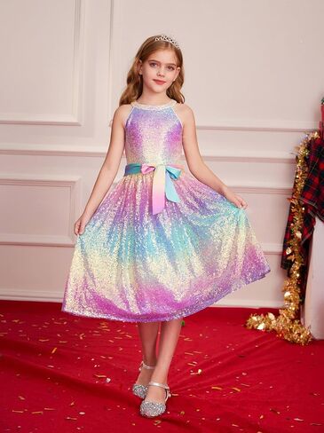 GRACE KARIN Girls Sequin Party Dress Cute Girls Formal Princess Midi Dress for Wedding (6-14Y) in Saudi Arabia