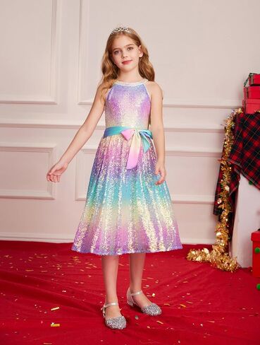 GRACE KARIN Girls Sequin Party Dress Cute Girls Formal Princess Midi Dress for Wedding (6-14Y) in Saudi Arabia