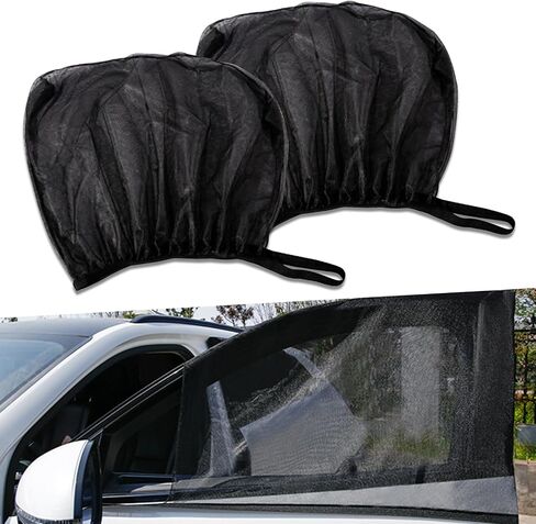 4 PCS Car All Side Window Sunshade, Sun Protection Heat Insulation Breathable Fine Nylon Mesh Sunshade Cloth, A Must-Have Window Accessory in Summer, Compatible with Most Cars, SUVs (Black) in Saudi Arabia