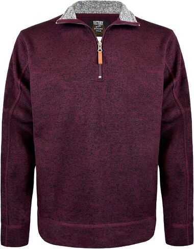 Victory Men's Quarter-Zip Thermal Fleece Lined Sweater, Fall Winter Lightweight Soft Pullover Collar Sweatshirt in Kuwait