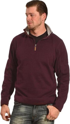 Victory Men's Quarter-Zip Thermal Fleece Lined Sweater, Fall Winter Lightweight Soft Pullover Collar Sweatshirt in Kuwait
