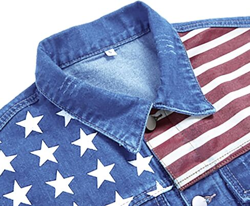 LZLER Denim Jacket Men American Flag Trucker Jackets Classic Slim Fit Jean Jacket for Men in Kuwait