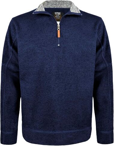 Victory Men's Quarter-Zip Thermal Fleece Lined Sweater, Fall Winter Lightweight Soft Pullover Collar Sweatshirt in Kuwait