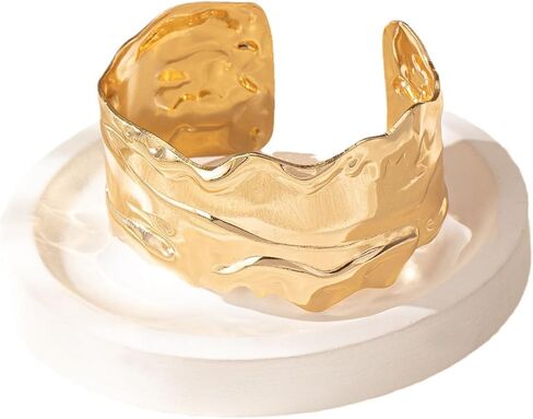 Chunky Gold Cuff Bracelets Wide Cuff Bangle Bracelet Flower Butterfly Leaf Peace Sign Star Open Chunky Cuff Bracelet Wrist Cuff Wrap Bracelet for Women Girls in Saudi Arabia