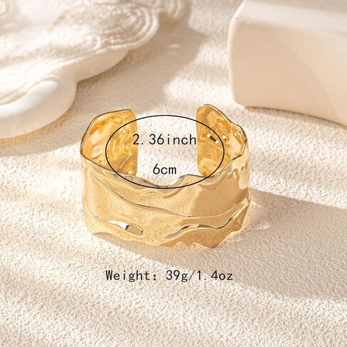 Chunky Gold Cuff Bracelets Wide Cuff Bangle Bracelet Flower Butterfly Leaf Peace Sign Star Open Chunky Cuff Bracelet Wrist Cuff Wrap Bracelet for Women Girls in Saudi Arabia