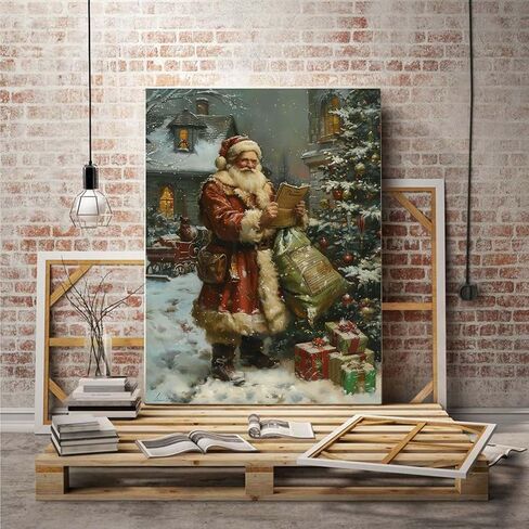 Biishow Paint by Numbers Kit for Adults Christmas Complete Set - Santa Claus Watercolor Paint Set with 40x50cm Canvas and Acrylic, DIY Art Project for Beginners and Experts - Ideal for Home Wall Decor in Saudi Arabia