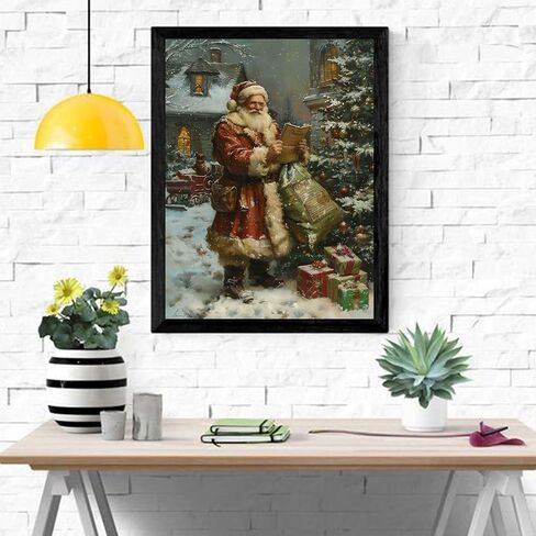 Biishow Paint by Numbers Kit for Adults Christmas Complete Set - Santa Claus Watercolor Paint Set with 40x50cm Canvas and Acrylic, DIY Art Project for Beginners and Experts - Ideal for Home Wall Decor in Saudi Arabia