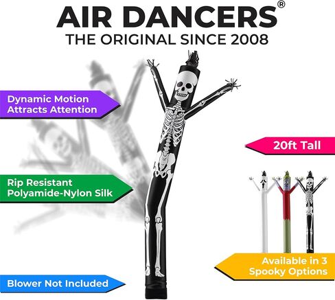 LookOurWay Air Dancers Inflatable Tube Man Attachment - 20 Feet Tall Wacky Waving Inflatable Dancing Tube Guy (Blower Not Included) - Halloween Theme - Skeleton in Saudi Arabia