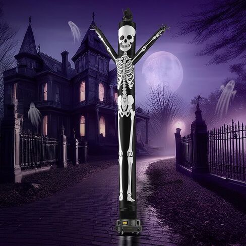 LookOurWay Air Dancers Inflatable Tube Man Attachment - 20 Feet Tall Wacky Waving Inflatable Dancing Tube Guy (Blower Not Included) - Halloween Theme - Skeleton in Saudi Arabia