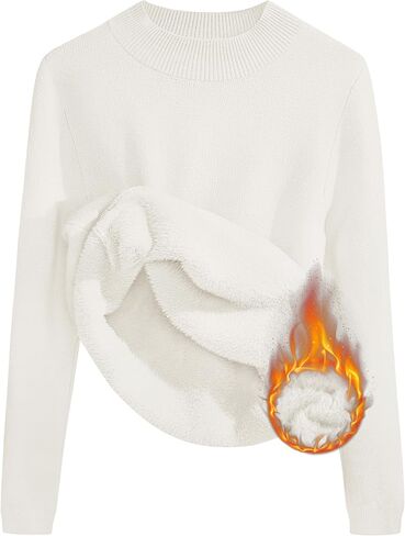 ZESICA Women's Fleece Sherpa Lined Sweater Winter Thermal Shirts 2024 Long Sleeve Mock Neck Slim Fitted Pullover Tops in Saudi Arabia