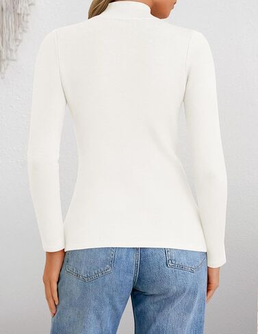 ZESICA Women's Fleece Sherpa Lined Sweater Winter Thermal Shirts 2024 Long Sleeve Mock Neck Slim Fitted Pullover Tops in Saudi Arabia