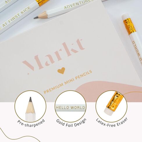Markt Mini Pencils For Baby Shower Games For Girl Or Boy, Heart Pencils, Small Pencil Set (White) in Saudi Arabia