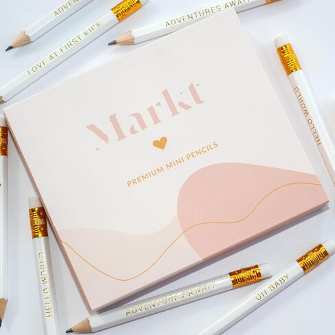 Markt Mini Pencils For Baby Shower Games For Girl Or Boy, Heart Pencils, Small Pencil Set (White) in Saudi Arabia