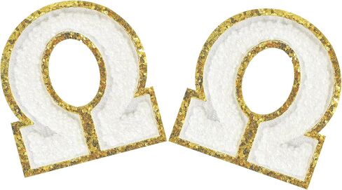 2PCS Iron on Greek Letter Patches White Chenille Greek Letter Patches Sorority Greek Patches (Alpha) in Saudi Arabia